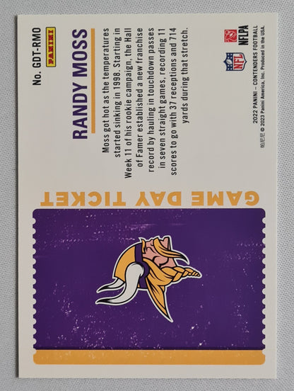 Randy Moss - 2022 Panini Contender Football #GDT-RMO Game Day Ticket