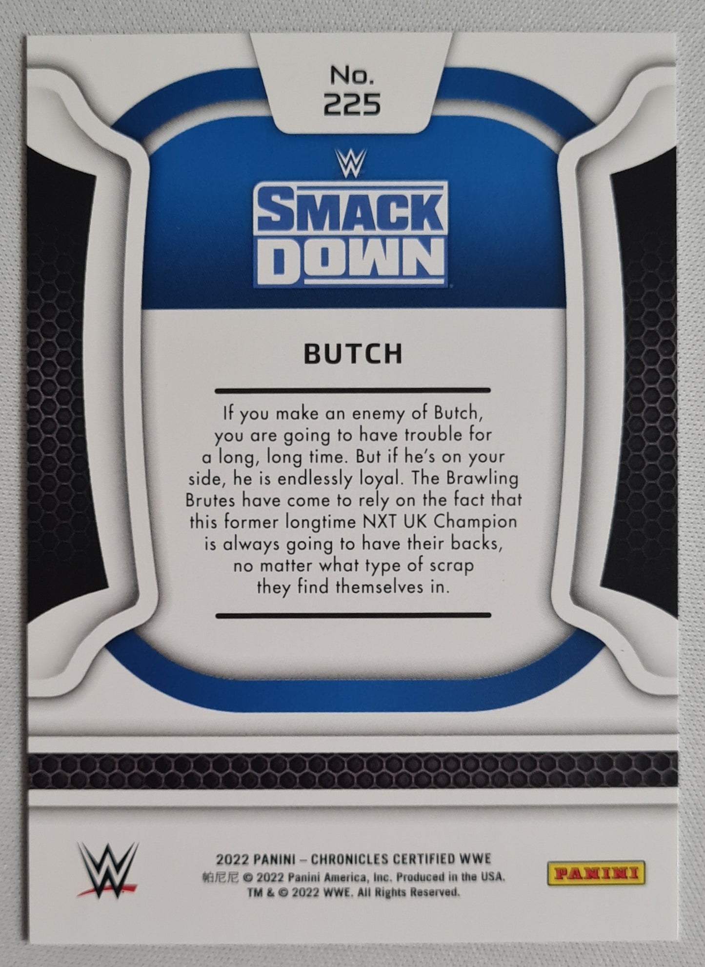Butch - 2022 Panini Chronicles Certified WWE #225 Smack Down /49 Mirror Purple