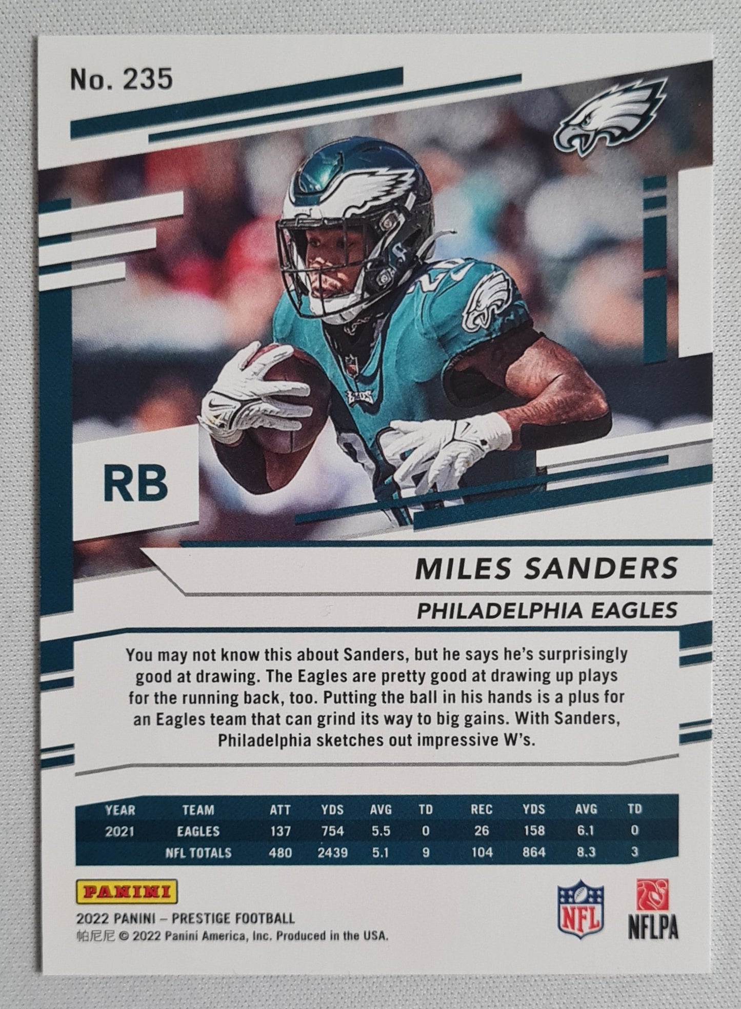 Miles Sanders - 2022 Panini Prestige Football #235 Philadelphia Eagles QB