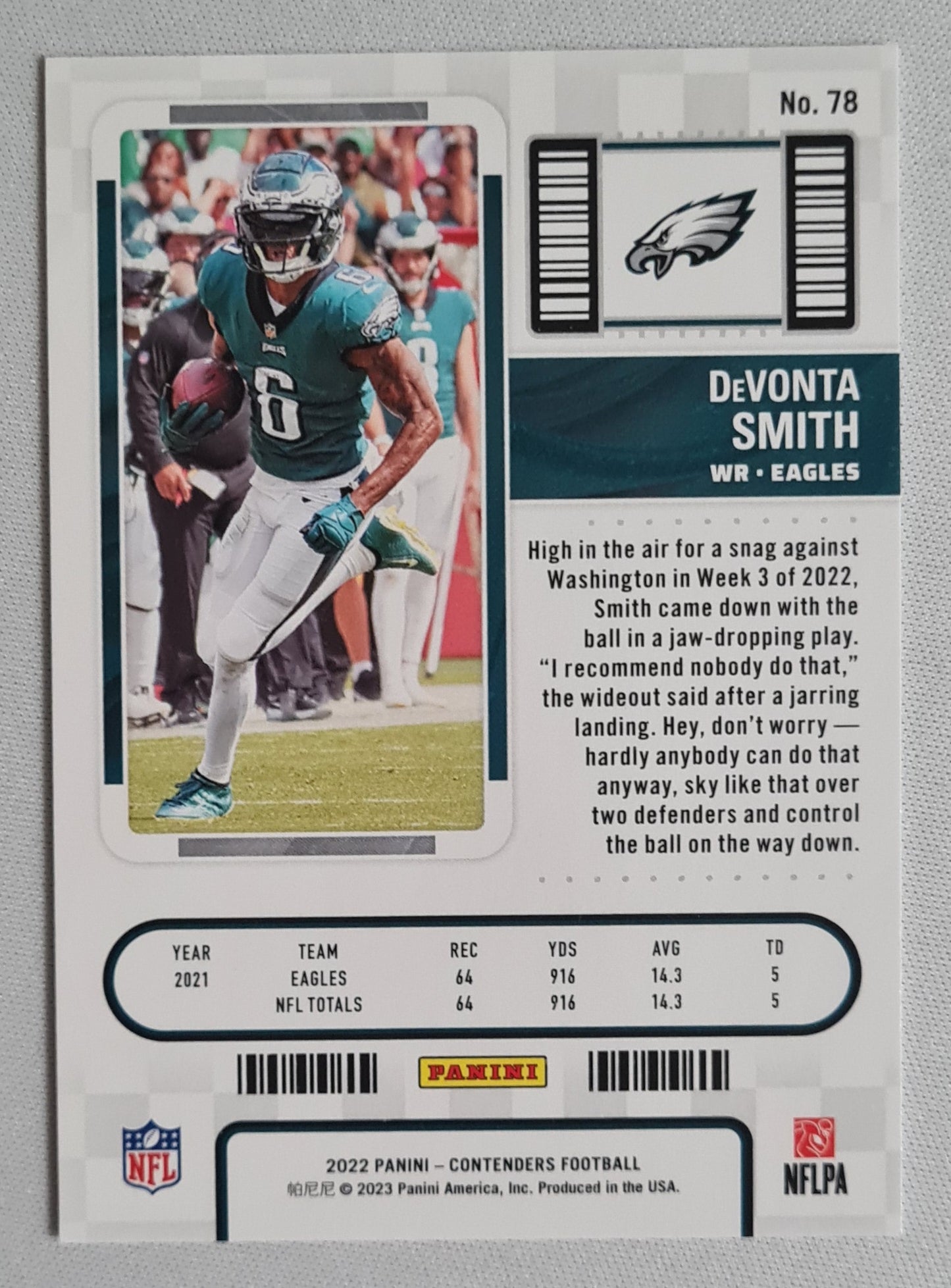 DeVonta Smith - 2022 Panini Contenders Football #78 Philadelphia Eagles - Season Ticket