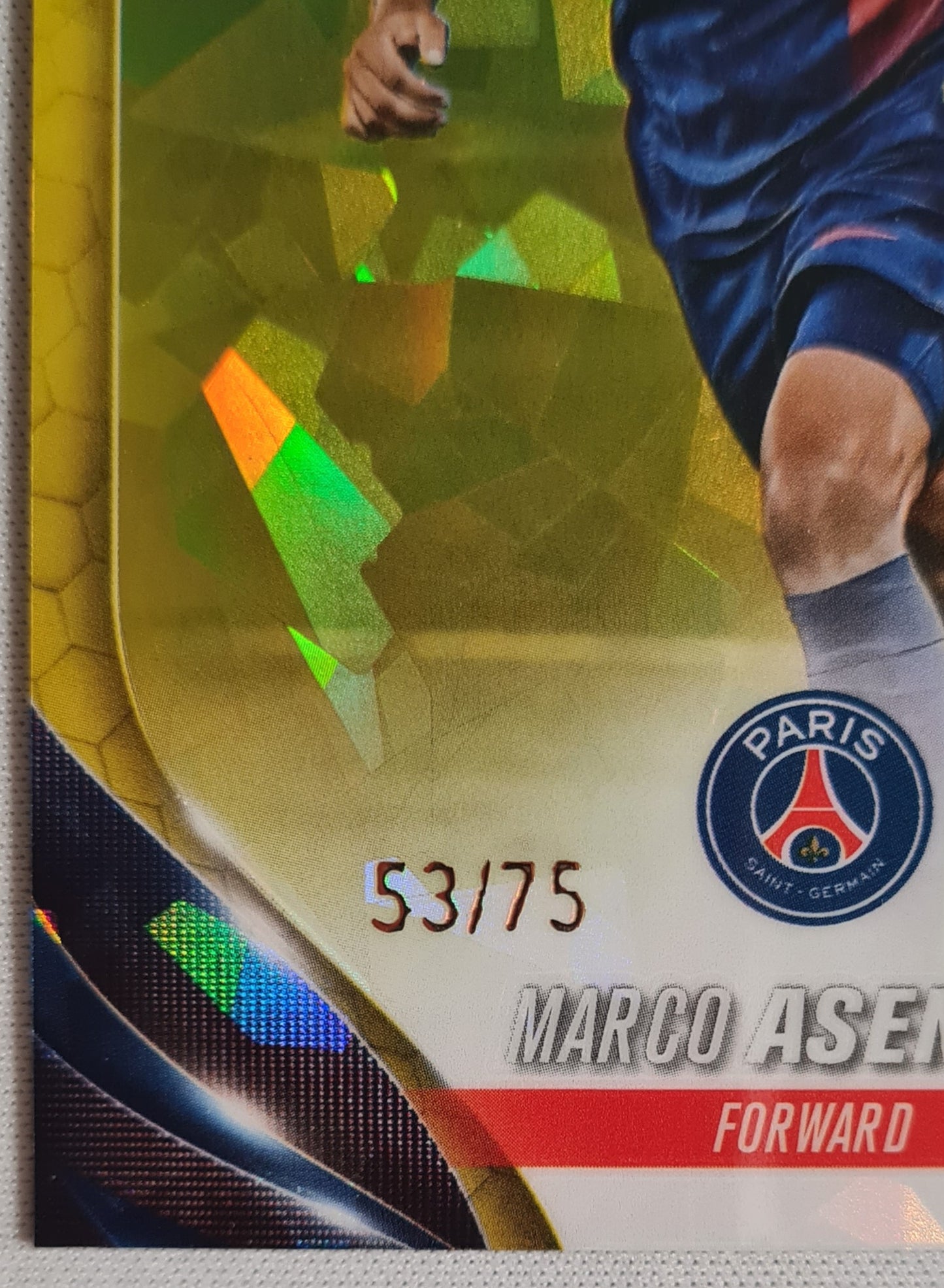 Marco Asensio - 2024 Topps Chrome PSG #97 Yellow Refractor /75