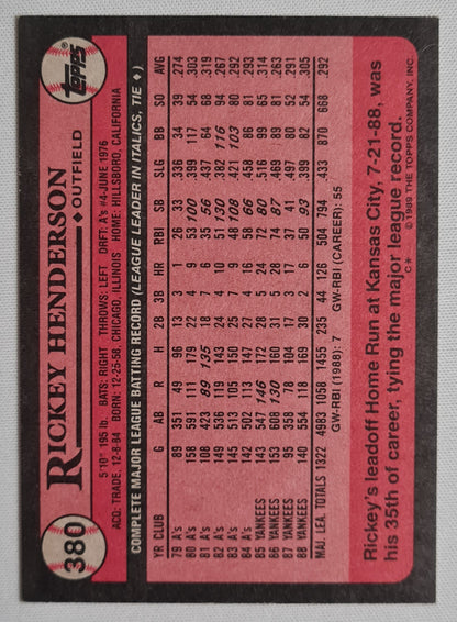 Rickey Henderson - 1989 Topps #380 - Outfielder MLB NY Yankees