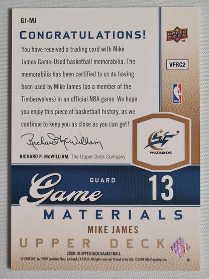 Mike James - 2009/10 Upper Deck Basketball #GJ-MJ /150 + Patch
