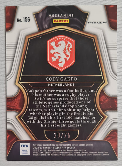 Cody Gakpo - 2022/23 Panini Select FIFA Soccer Prizm Purple Mezzanine #156 /75