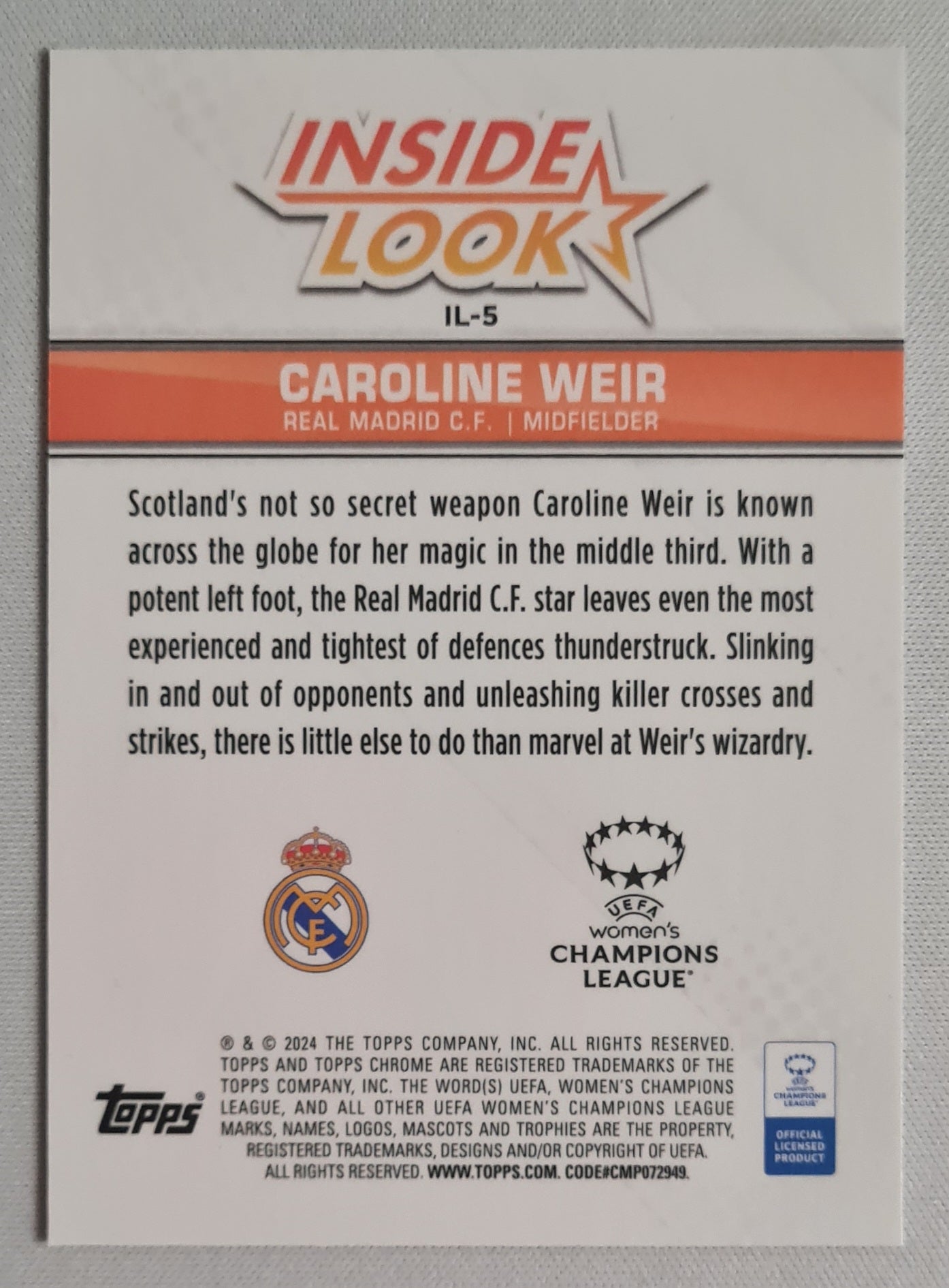 Caroline Weir - 2024 Topps Chrome Inside Look #IL-5 Real Madrid (WCL)