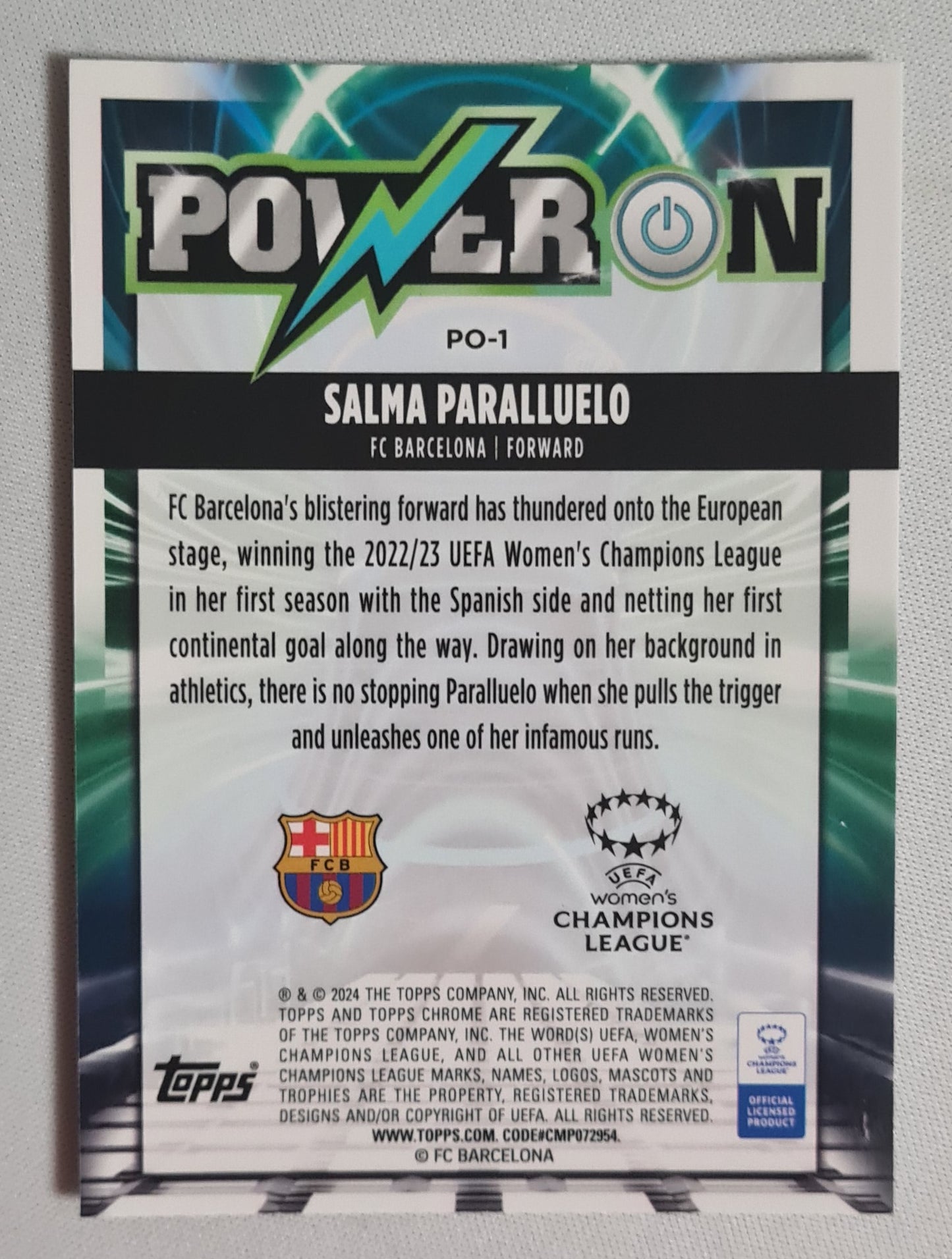 Salma Paralluelo - 2024 Topps Chrome #PO-1 "Power On" FC Barcelona (WCL)