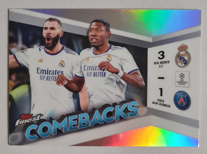 Featuring Benzema - 2024 Topps Finest "Comebacks" FC-1 - Real Madrid vs PSG Holo