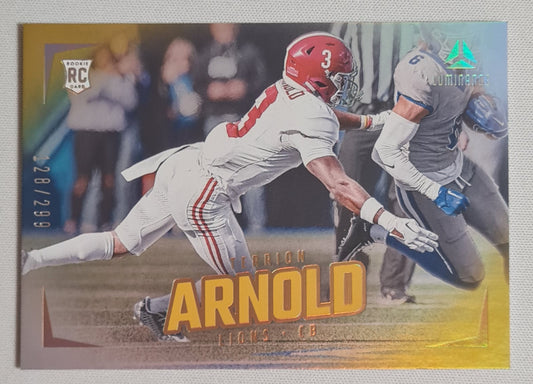 Terrion Arnold - 2024 Panini Luminance Rookies Gold #195 Terrion Arnold /299 Detroit Lions