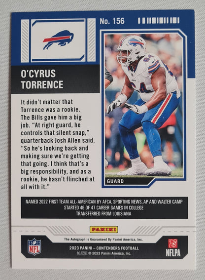 O'Cyrus Torrence - 2023 Panini Contenders Rookie Ticket Autograph Buffalo Bills #156
