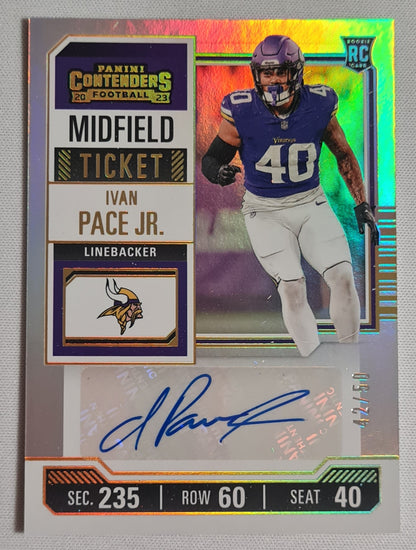 Ivan Pace JR - 2023 Panini Contenders Midfield Ticket Autograph /50 Minnesota Vikings #194