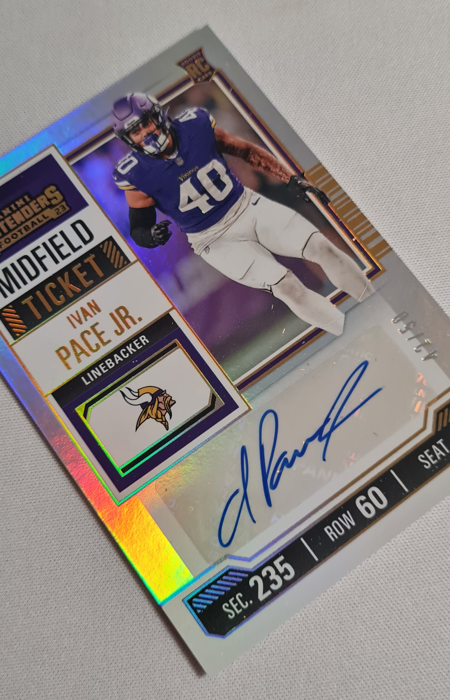 Ivan Pace JR - 2023 Panini Contenders Midfield Ticket Autograph /50 Minnesota Vikings #194
