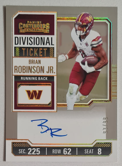 Brian Robinson Jr. - 2023 Panini Contenders Divisional Ticket /99 Autograph Washington Commanders #CTA-BRJ
