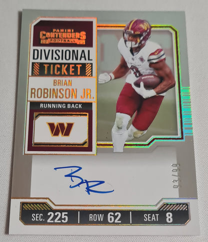 Brian Robinson Jr. - 2023 Panini Contenders Divisional Ticket /99 Autograph Washington Commanders #CTA-BRJ