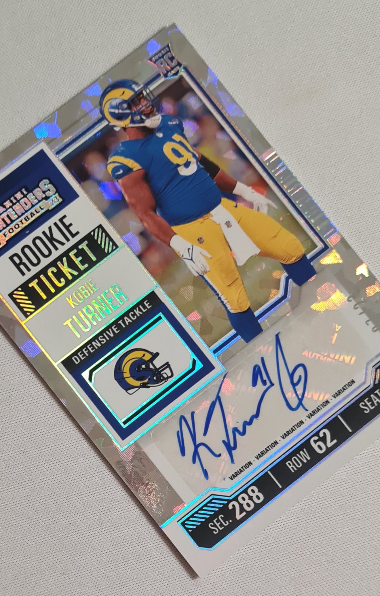 Kobie Turner - 2023 Panini Contenders Rookie Variation Cracked Ice Ticket Autograph /23 Los Angeles Rams