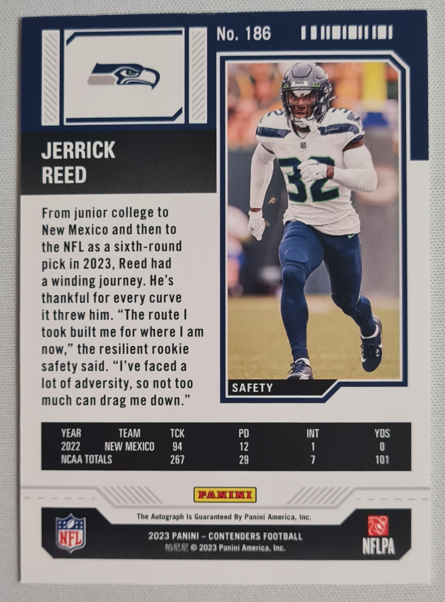 Jerrick Reed - 2023 Panini Contenders Rookie Ticket Auto Seattle Seahawks #186