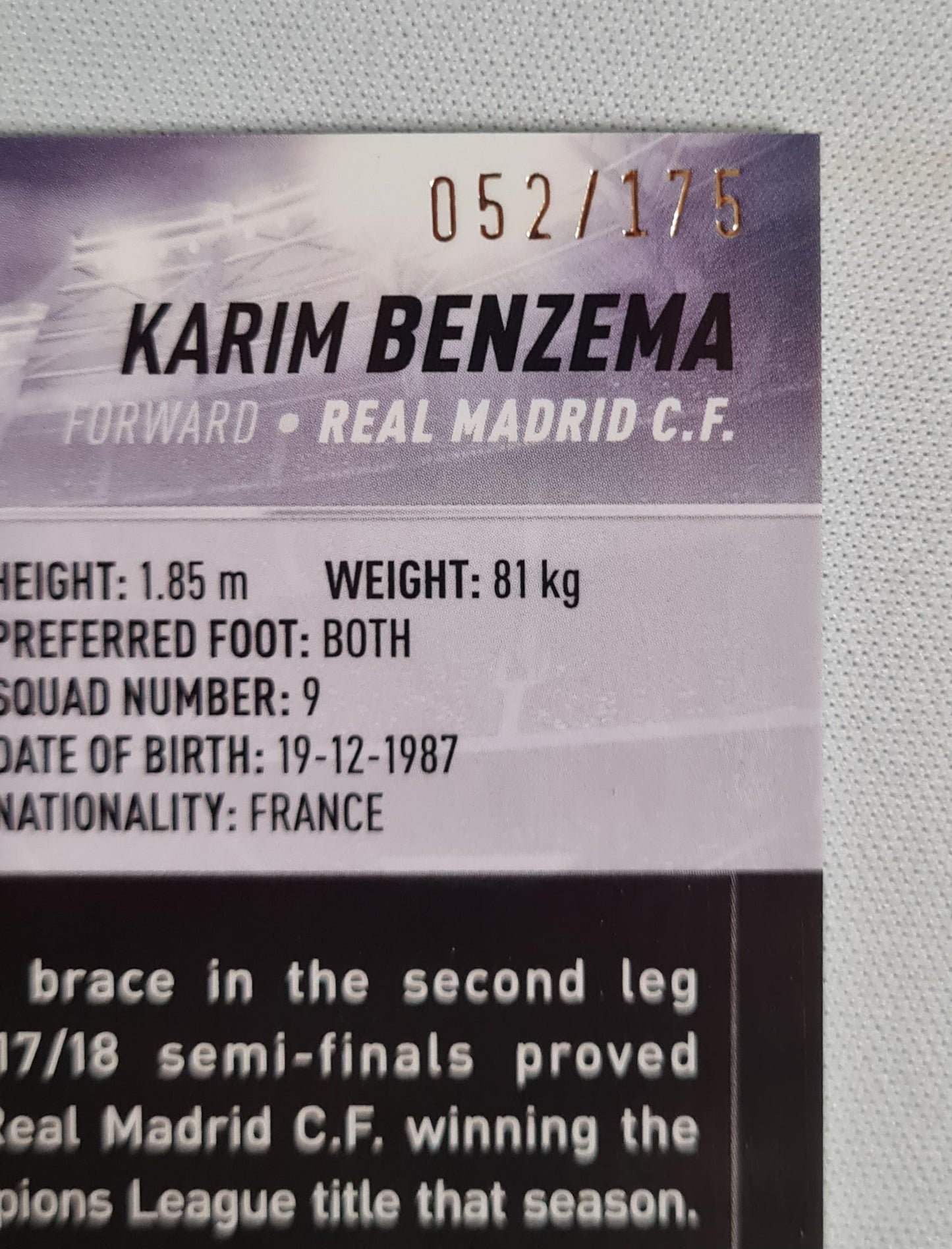 Karim Benzema - 2022 Topps Chrome Stadium Club #68 Night Vision Real Madrid /175