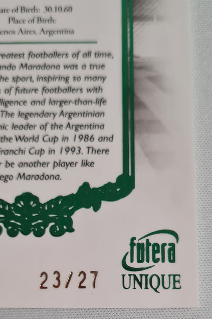 Diego Maradona - 2022 Futera "The Greatest" #111 Green color - Team Argentina /27