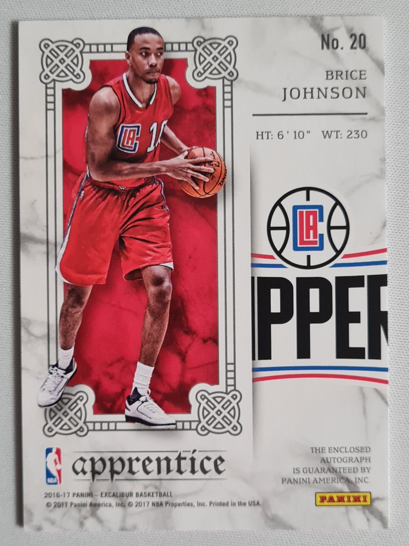 Brice Johnson - 2016/17 Panini Excalibur Basketball "Apprentice" #20 NBA LA Clipper /199 + Authograph