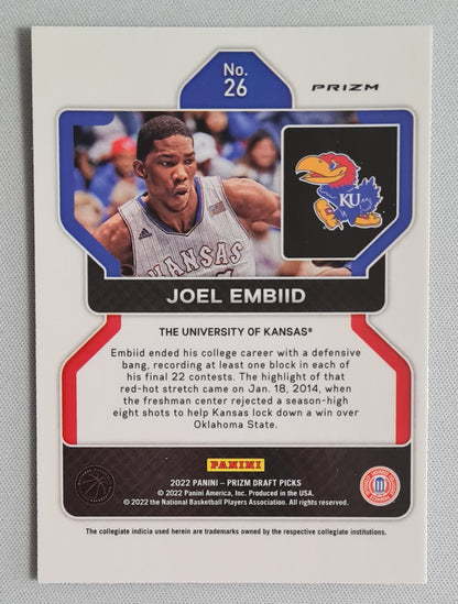 Joel Embiid - 2022 Prizm Draft Picks Hyper Prizm #26 Kansas Jayhawks
