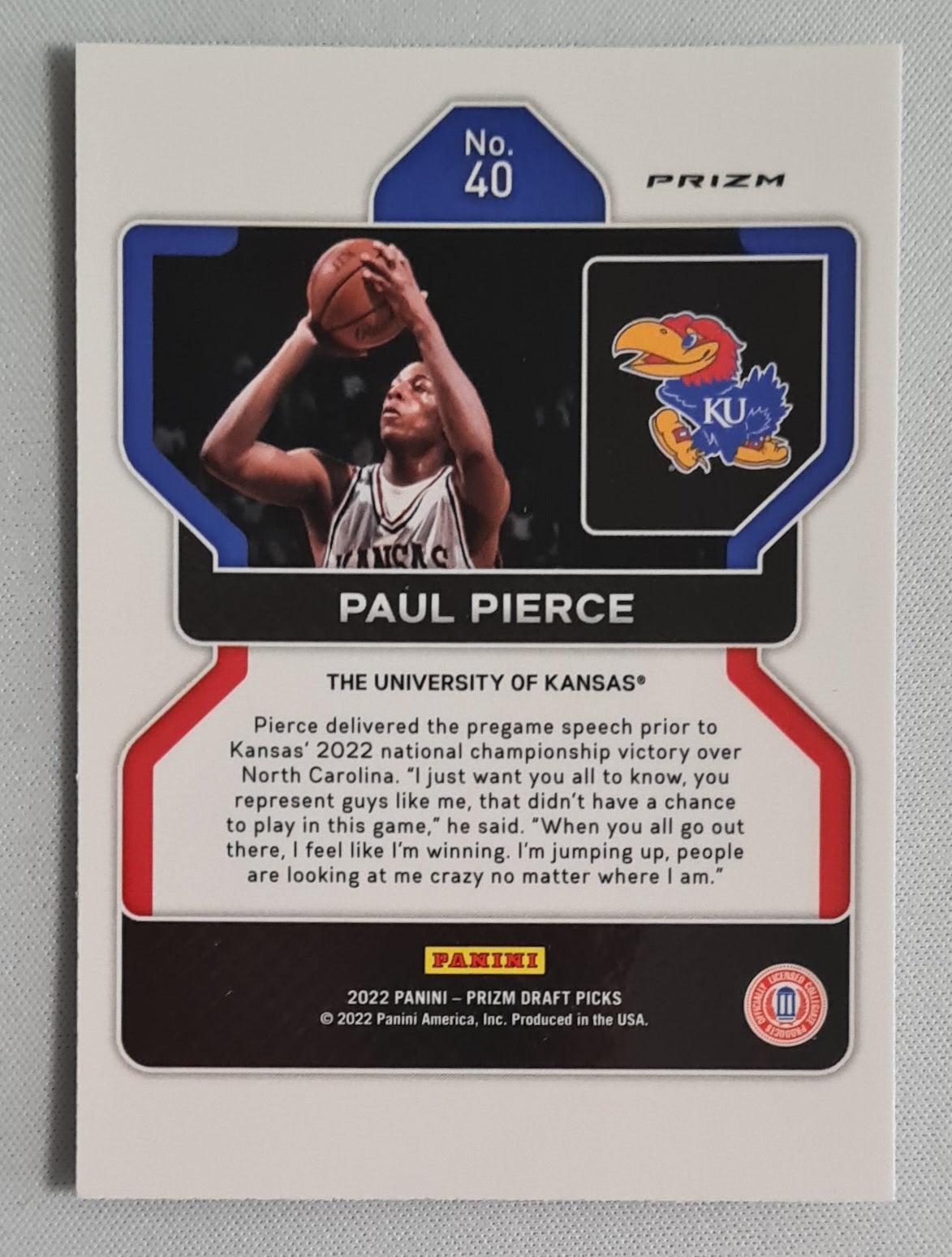 Paul Pierce - 2022 Panini Prizm Draft Picks Hyper Prizm #40 University of Kansas