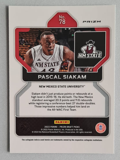 Pascal Siakam - 2022 Panini Prizm Draft Picks Silver #78 New Mexico State Aggies