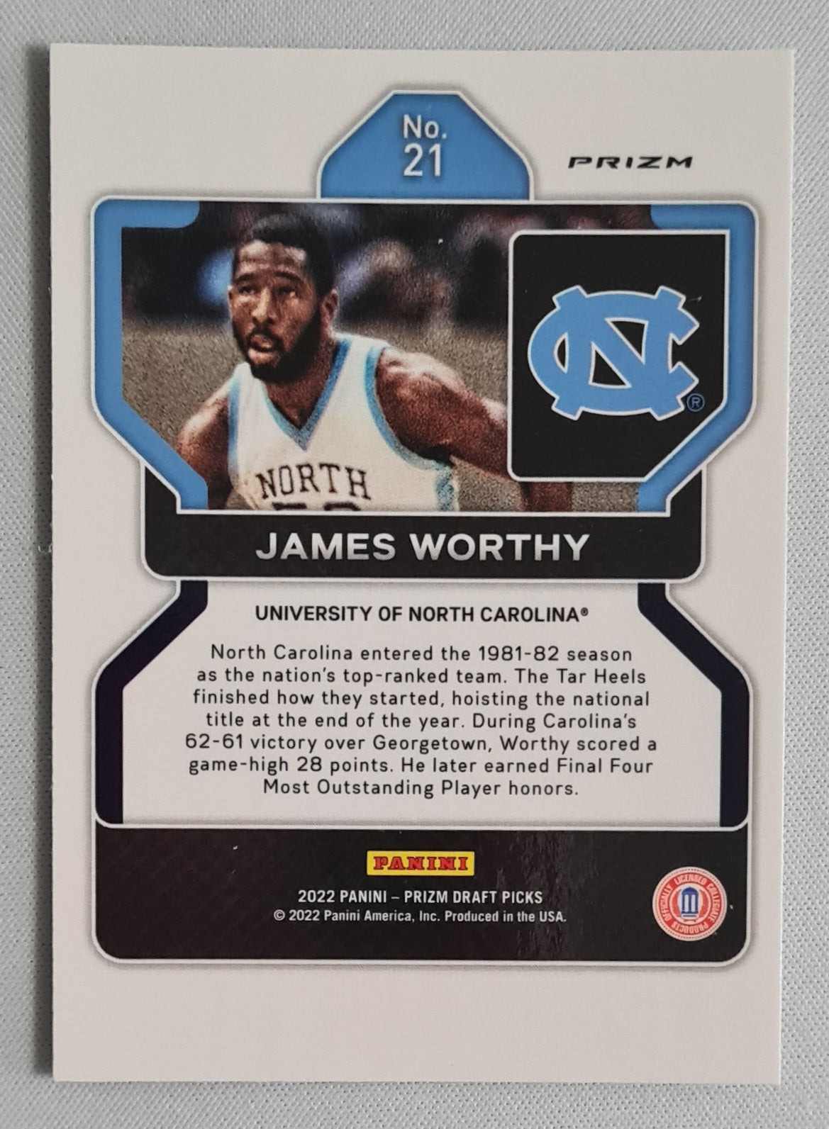 James Worthy - 2022 Panini Prizm Draft Picks Silver #21 North Carolina Tar Heels