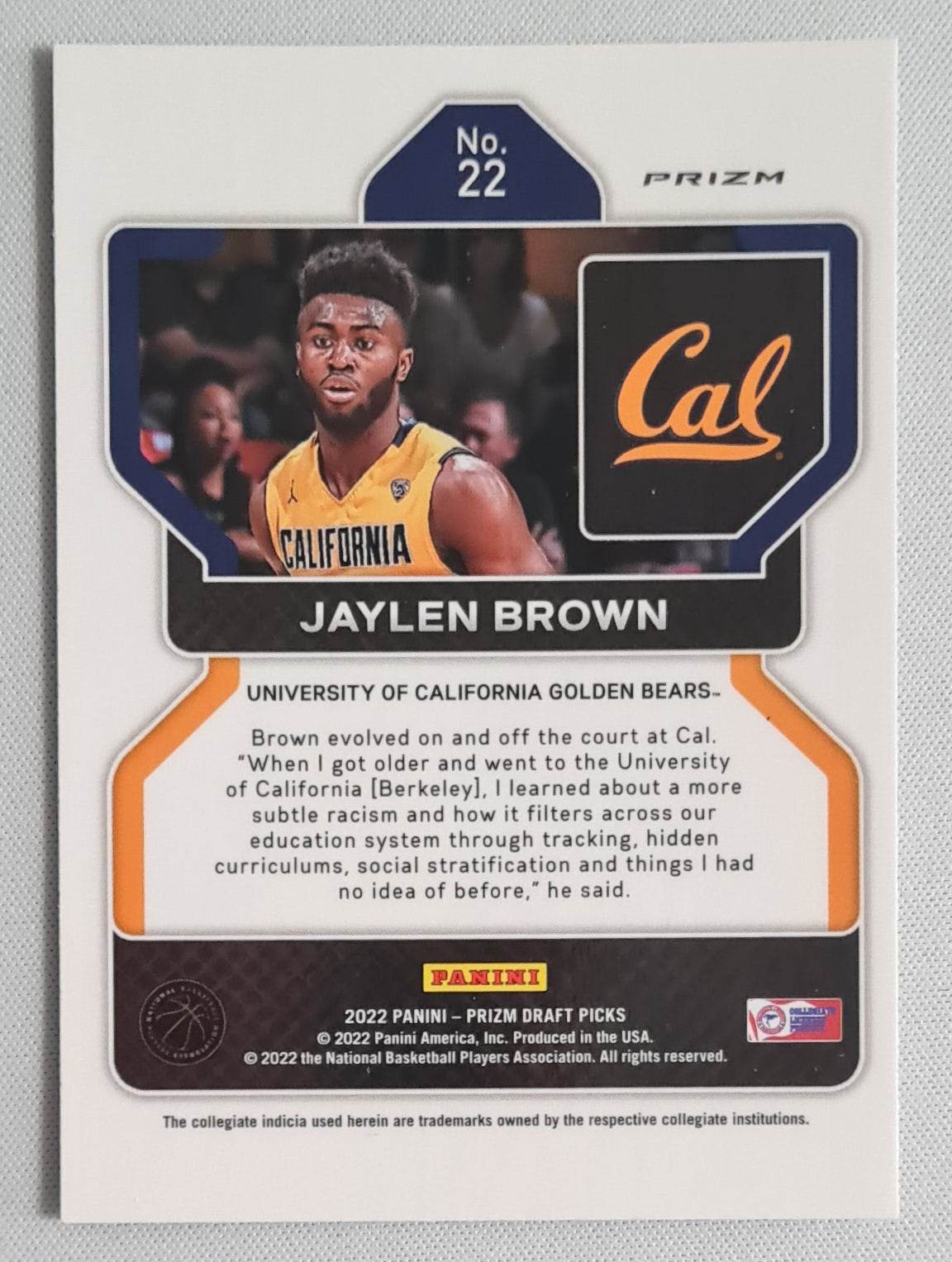 Jaylen Brown - 2022 Panini Prizm Draft Picks Silver #22 University of California Golden Bears