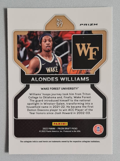 Alondes Williams - 2022 Panini Prizm Draft Picks Hyper Prizm #97 Wake Forest