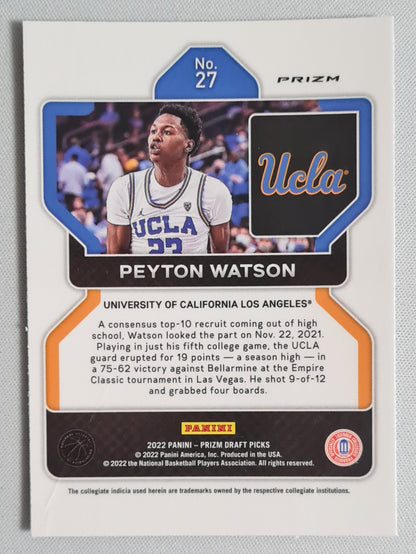 Peyton Watson - 2022 Panini Prizm Draft Picks Hyper Prizm #27 UCLA Bruins