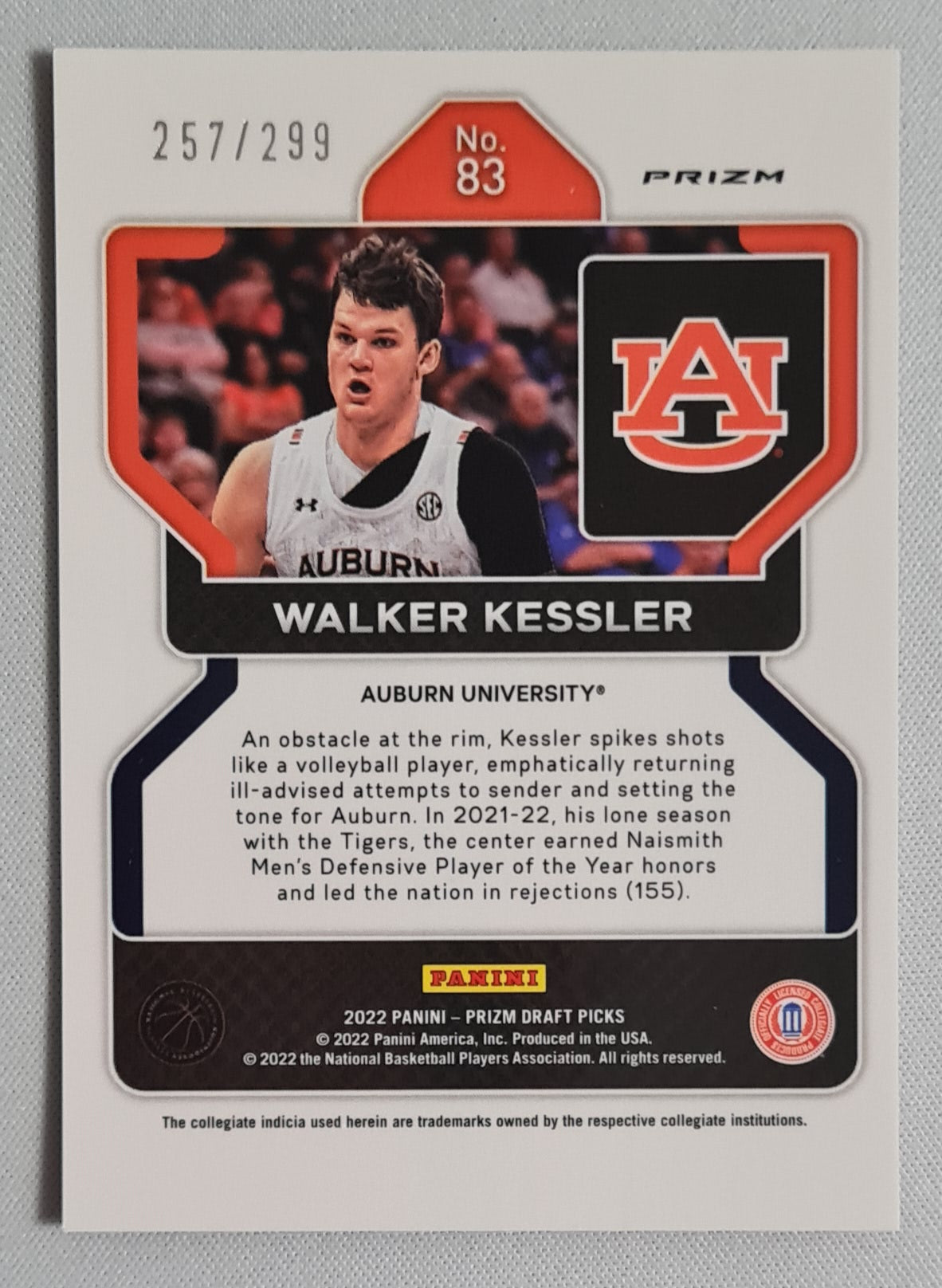 Walker Kessler - 2022 Panini Prizm Draft Picks /299 Red #83 Auburn Tigers