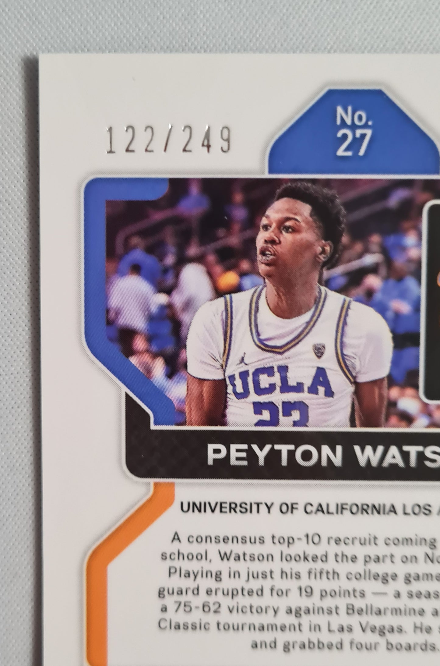 Peyton Watson - 2022 Panini Prizm Draft Picks /249 Blue Wave #27 UCLA