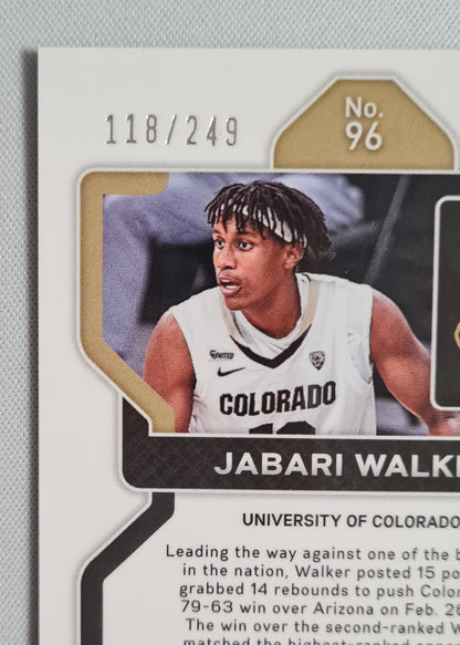 Jabari Walker - 2022 Panini Prizm Draft Picks /249 Blue Wave #96 University of Colorado
