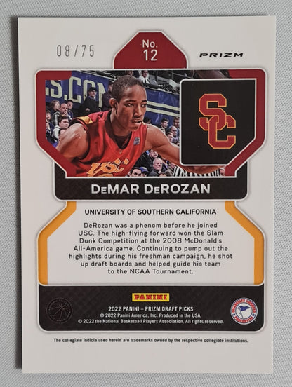 DeMar DeRozan - 2022 Panini Prizm Draft Picks /75 Purple #12 University of Southern California
