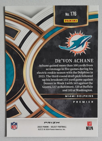 De'Von Achane - 2023 Panini Select Premier Level Silver Prizm #176 Miami Dolphins