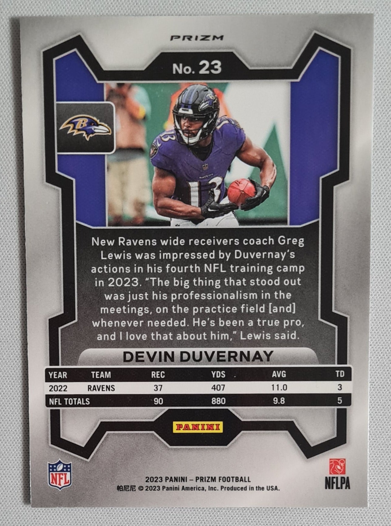 Devin Duvernay - 2023 Panini Prizm Silver #23 Baltimore Ravens