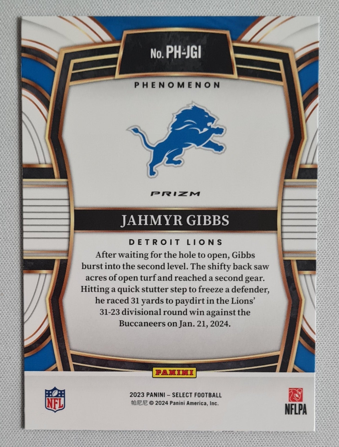 Jahmyr Gibbs - 2023 Panini Select Phenomenon Silver Prizm #PH-JGI Detroit Lions