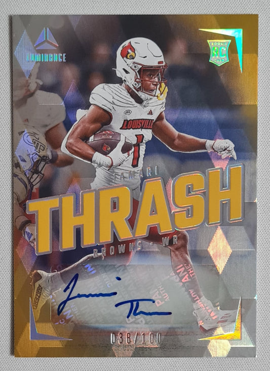 Jamari Thrash - 2024 Panini Luminance Football Yellow #161 (RC) Browns /100 + Autograph