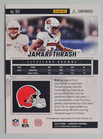 Jamari Thrash - 2024 Panini Luminance Football Yellow #161 (RC) Browns /100 + Autograph