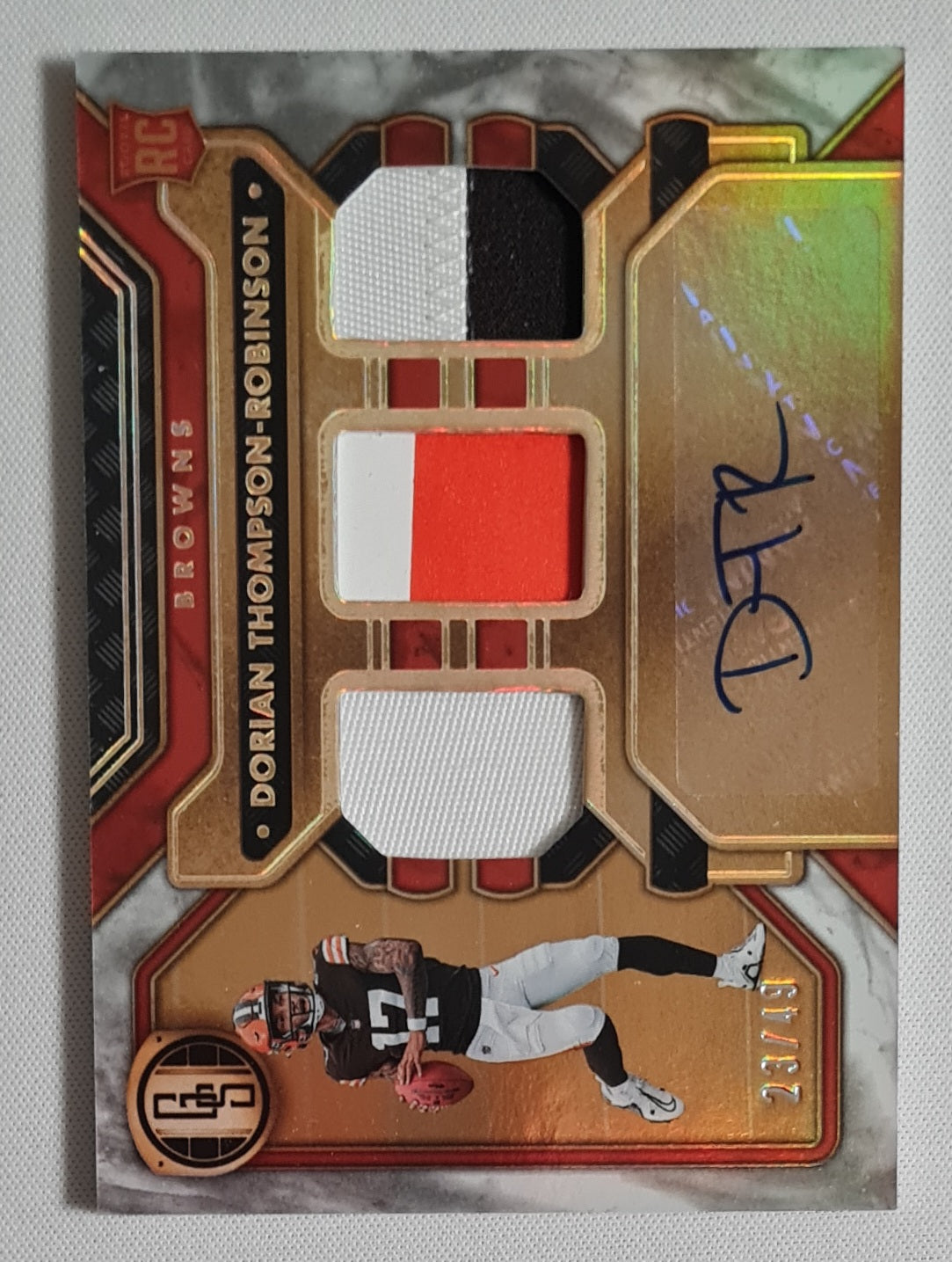 Dorian Thompson-Robinson - 2023 Panini Gold Standard Football #278 Browns Triple Patch + /49 + Autograph