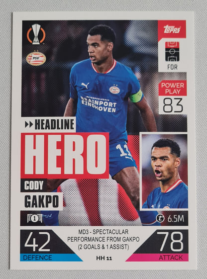 Cody Gakpo - Topps Match Attax PSV Eindhoven #HH11 (EL) Headline Hero
