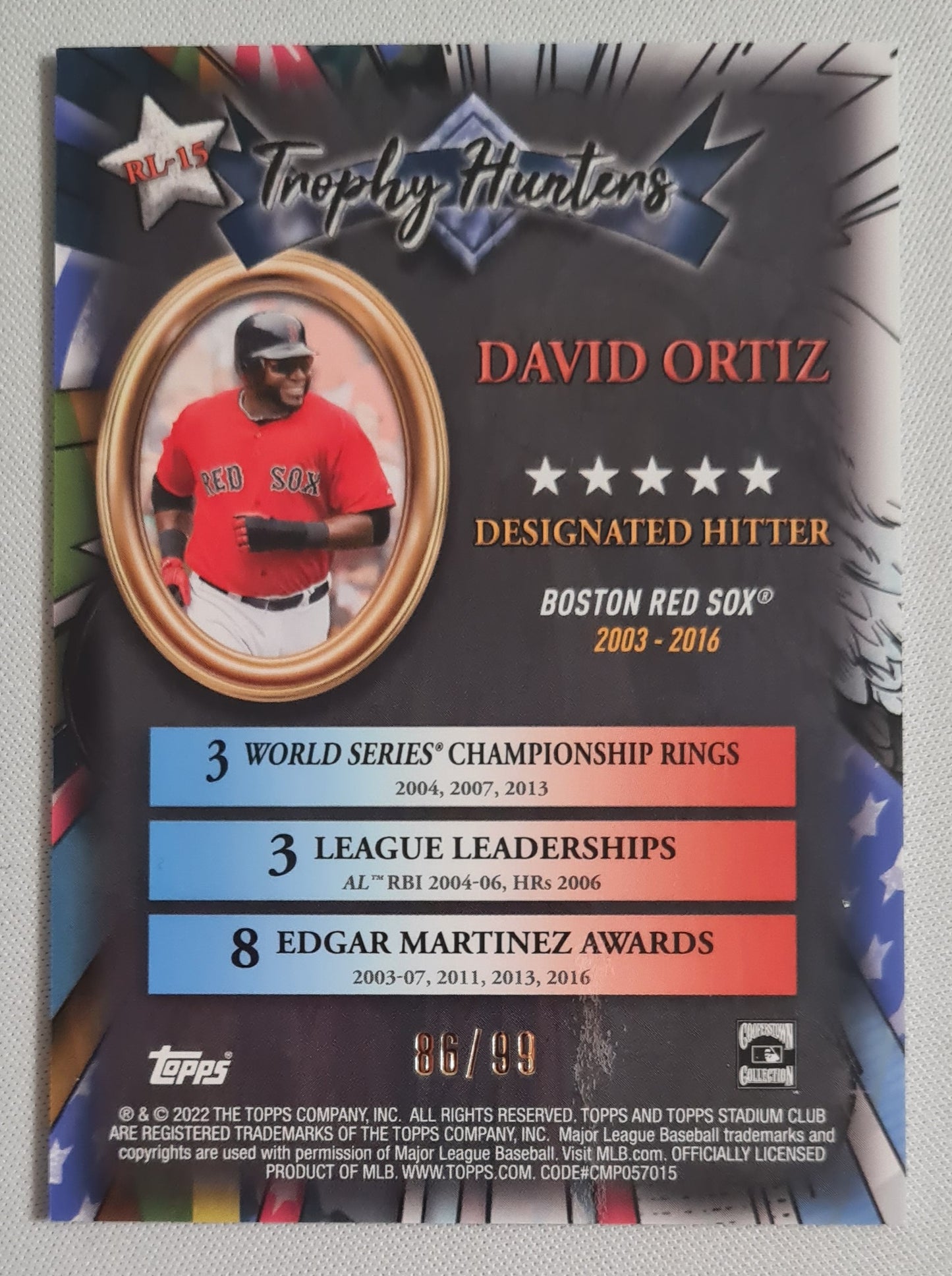 David Ortiz - 2022 Topps Stadium Club Chrome Trophy Hunting Green /99 (TSC) #RL-15 - MLB Boston Red Sox