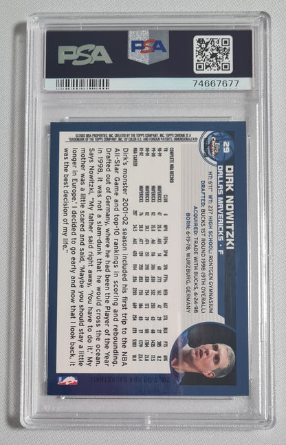 Dirk Nowitzki - 2002 Topps Chrome #29 Refractor NBA Dallas Mavericks PSA 9 MNT
