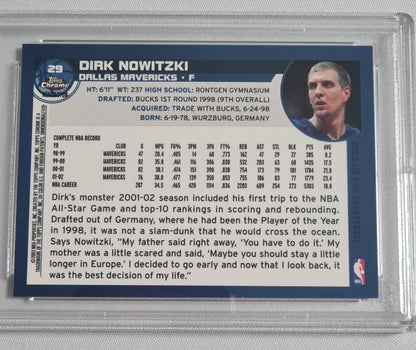 Dirk Nowitzki - 2002 Topps Chrome #29 Refractor NBA Dallas Mavericks PSA 9 MNT