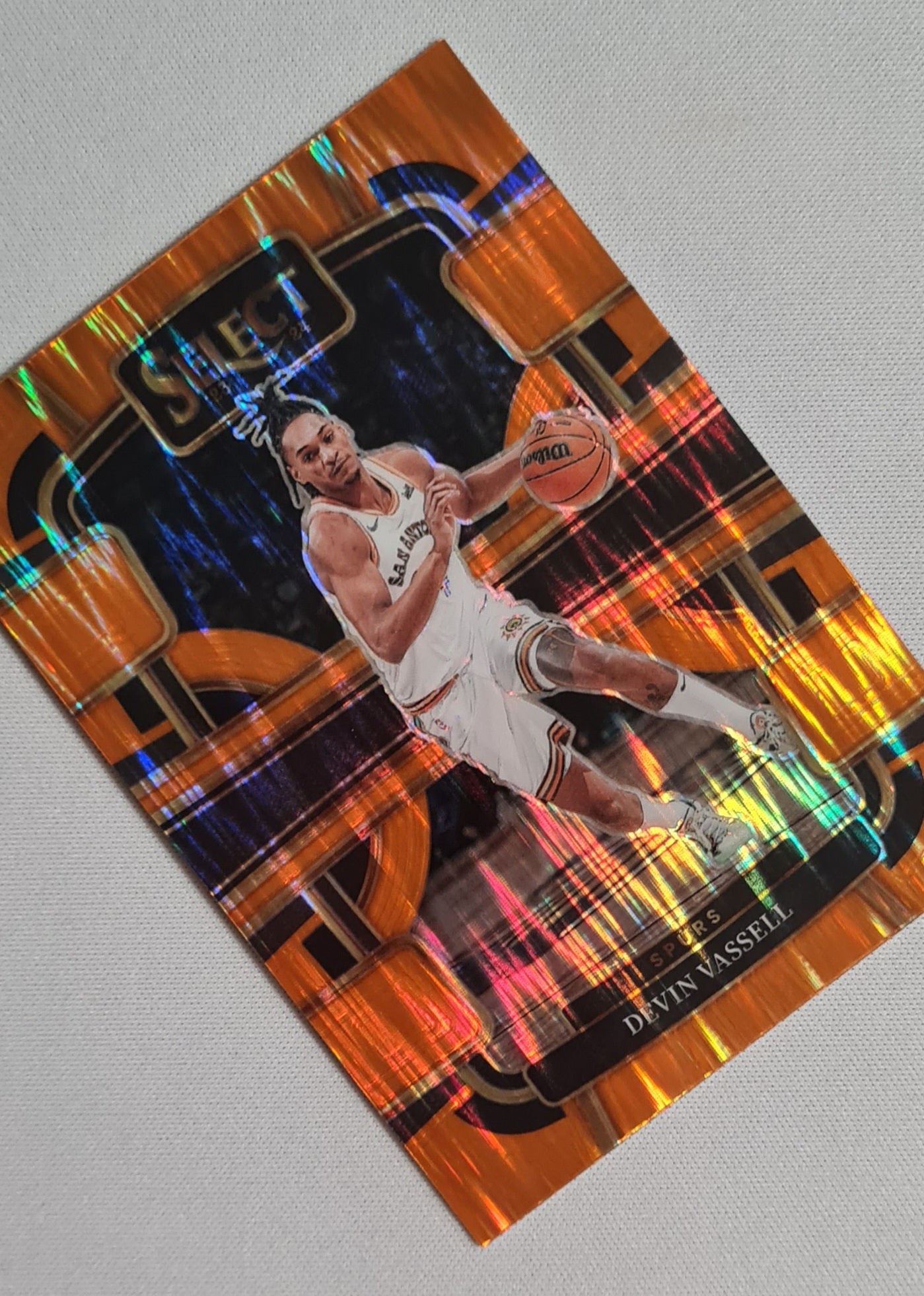 Devin Vassell - 2023/24 Panini Select Basketball #48 Orange Flash Prizm