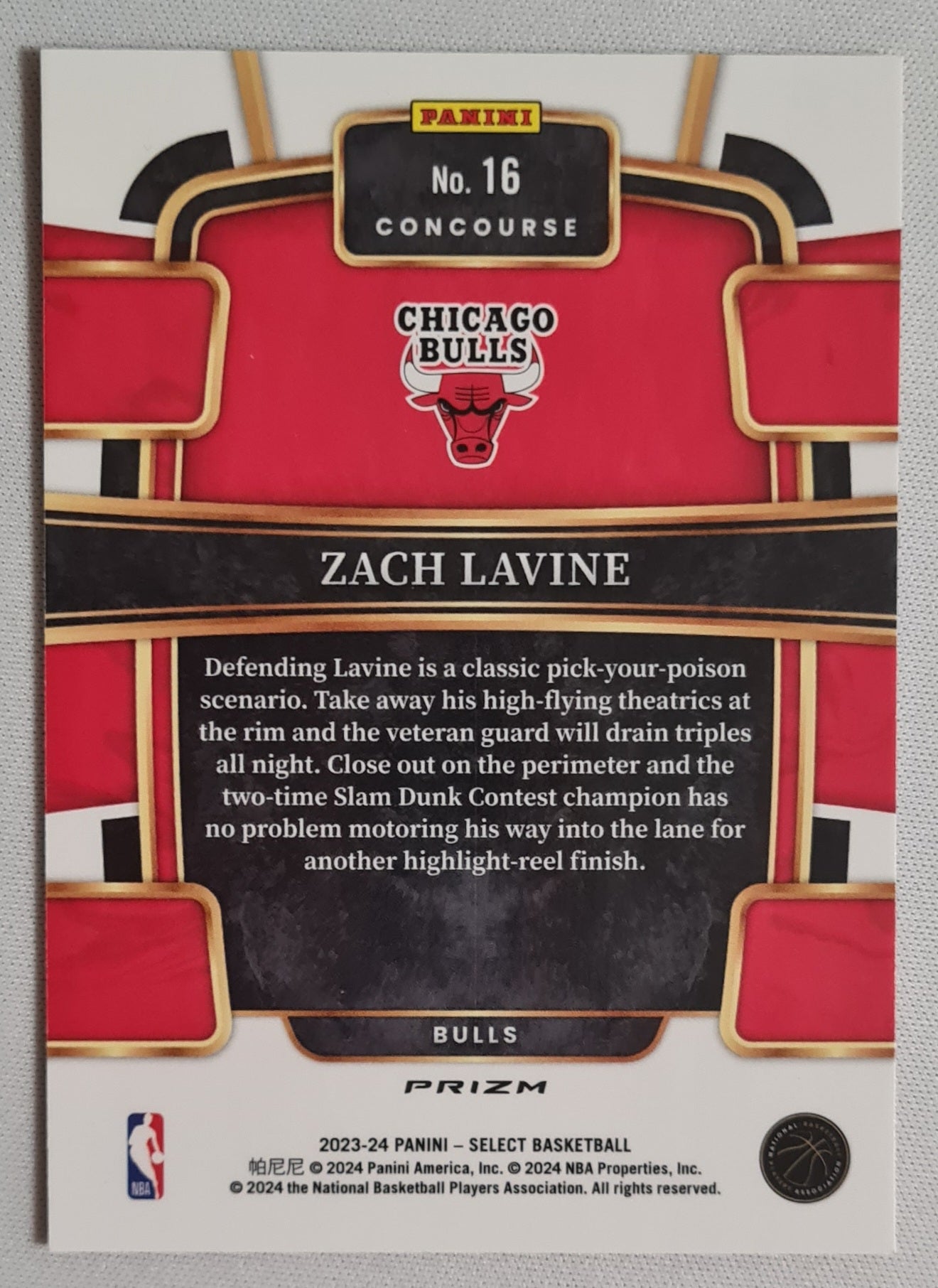 Zach Lavine - 2023/24 Panini Select Basketball #16 Orange Flash Prizm