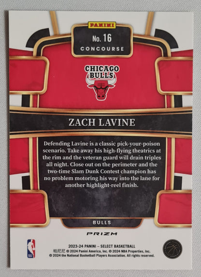 Zach Lavine - 2023/24 Panini Select Basketball #16 Orange Flash Prizm