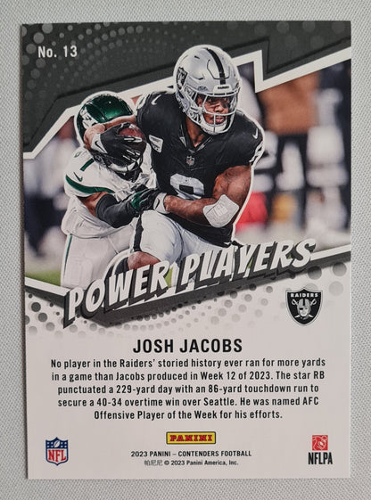 Josh Jacobs - 2023 Panini Contenders Football #13 Power Play Sparkle L.A. Raiders