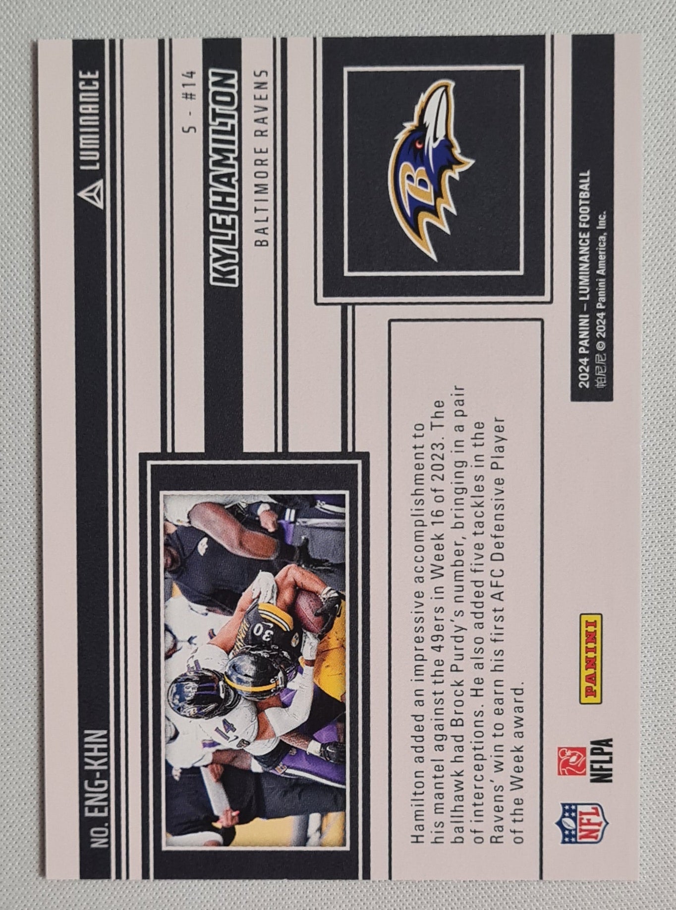 Kyle Hamilton - 2024 Panini Luminance Football Engaged #ENG-KHN Baltimore Ravens