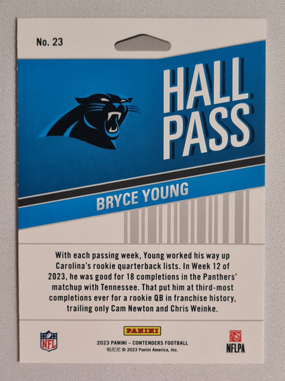 Bryce Young - 2023 Panini Contenders Football #23 (RC) "Hall Pass" Sparkle - NFL Carolina Panthers