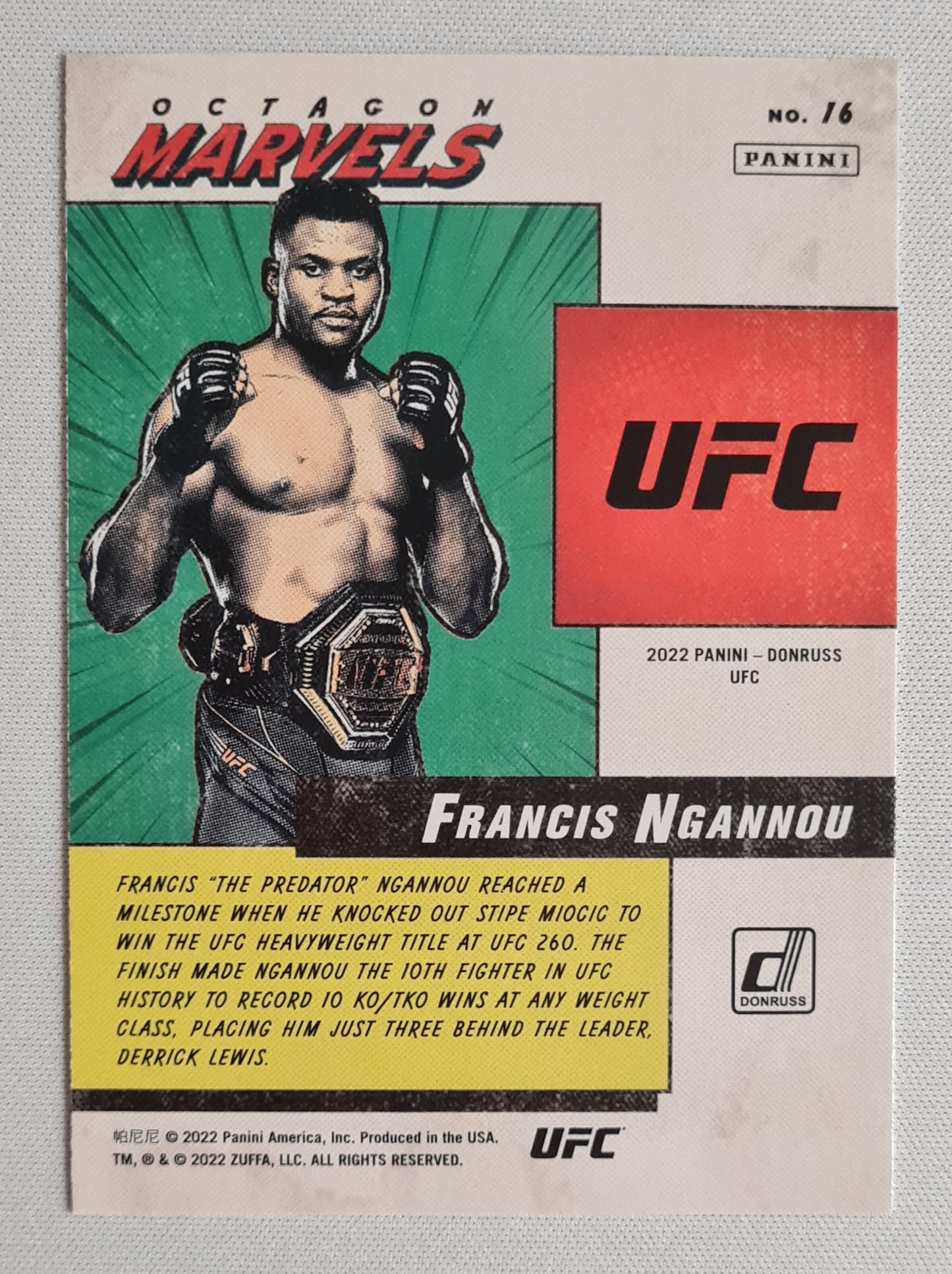 Francis Ngannou - 2022 Panini Octagon Marvels #16 UFC Heavyweight